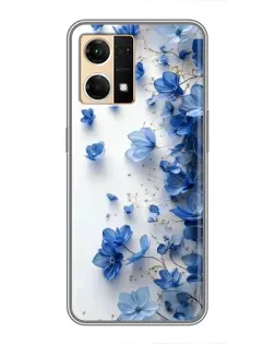 Чехол для OPPO Reno7 Pro 5G с картинкой «Голубой цветочный каскад»