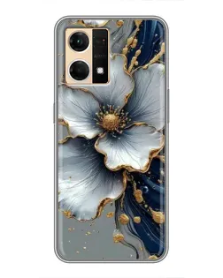 Чехол для OPPO Reno7 Pro 5G с картинкой «Белый цветок и золотой флюид»