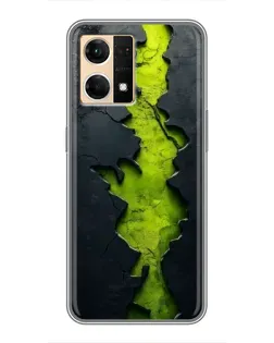 Чехол для OPPO Reno7 Pro 5G с картинкой «Салатовый разлом скалы»