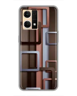 Чехол для OPPO Reno7 Pro 5G с картинкой «Коричневые объемные квадраты»