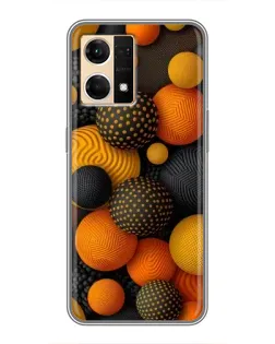 Чехол для OPPO Reno7 Pro 5G с картинкой «Объемные оранжевые сферы»