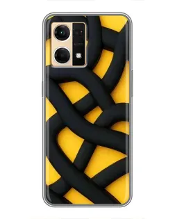 Чехол для OPPO Reno7 Pro 5G с картинкой «Черное желтое переплетение»