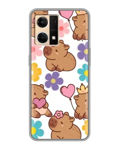 Чехол для OPPO Reno7 Pro 5G с картинкой «Цветочный паттерн капибар»