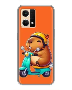 Чехол для OPPO Reno7 Pro 5G с картинкой «Капибара на скутере»