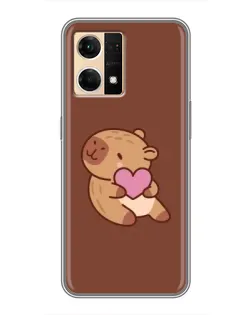 Чехол для OPPO Reno7 Pro 5G с картинкой «Капибара с сердцем»
