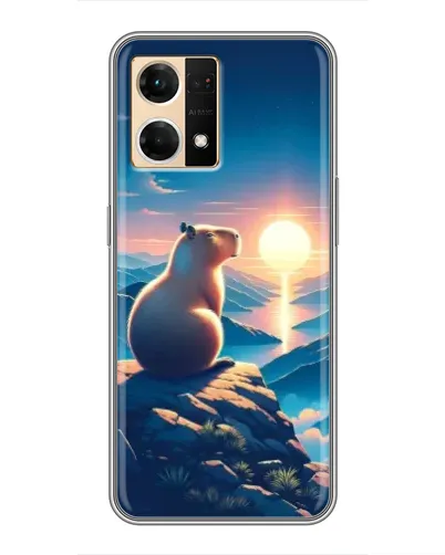 Чехол для OPPO Reno7 Pro 5G с картинкой «Закат солнца с капибарой»