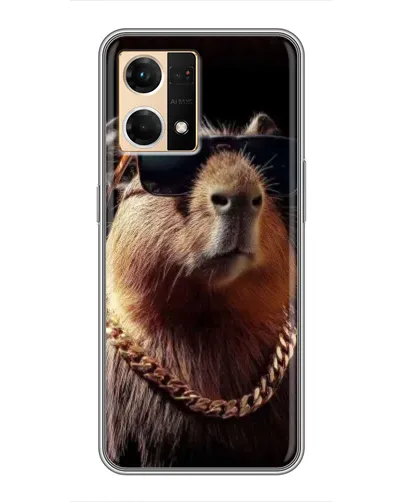 Чехол для OPPO Reno7 Pro 5G с картинкой «Капибара золотая цепь»