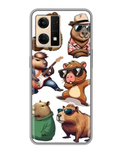 Чехол для OPPO Reno7 Pro 5G с картинкой «Крутые капибары музыканты»