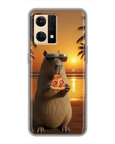 Чехол для OPPO Reno7 Pro 5G с картинкой «Капибара с пиццей»