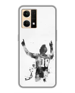 Чохол для OPPO Reno7 Pro 5G з картинкою «Чорно-білий силует Мессі»