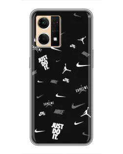 Чехол для OPPO Reno7 4G с картинкой «Nike Black Pattern» Чехол для OPPO Reno7 4G с картинкой «Nike Black Pattern»