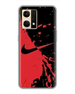 Чехол для OPPO Reno7 4G с картинкой «Красные брызги Nike» Чехол для OPPO Reno7 4G с картинкой «Красные брызги Nike»