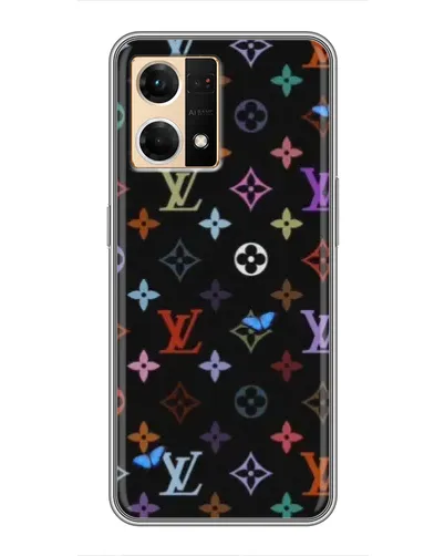 Чехол для OPPO Reno7 4G с картинкой «Цветная монограмма LV» Чехол для OPPO Reno7 4G с картинкой «Цветная монограмма LV»