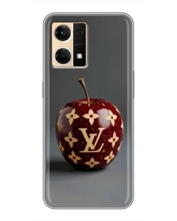 Чехол для OPPO Reno7 4G с картинкой «Красное яблоко LV»