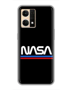 Чехол для OPPO Reno7 4G с картинкой «NASA — классика Red Blue» Чехол для OPPO Reno7 4G с картинкой «NASA — классика Red Blue»