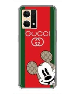 Чехол для OPPO Reno7 4G с картинкой «Gucci — полосы и Микки»