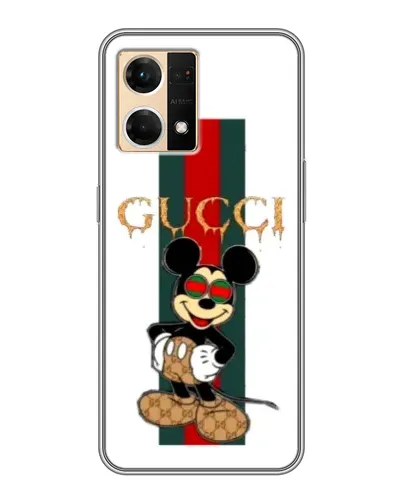 Чехол для OPPO Reno7 4G с картинкой «Микки Маус Gucci — полосы» Чехол для OPPO Reno7 4G с картинкой «Микки Маус Gucci — полосы»