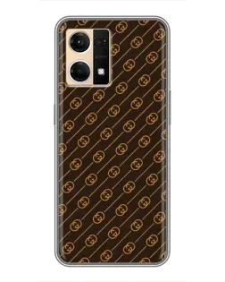 Чехол для OPPO Reno7 4G с картинкой «Gucci — золотые диагонали»