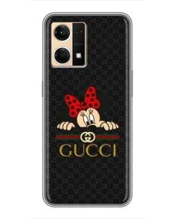 Чехол для OPPO Reno7 4G с картинкой «Минни Маус Gucci — черный»