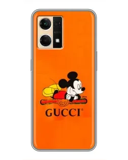 Чехол для OPPO Reno7 4G с картинкой «Микки Маус Gucci — оранж»