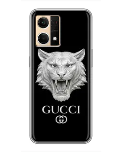 Чехол для OPPO Reno7 4G с картинкой «Gucci — серебряный лев»