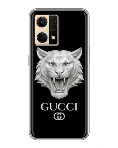 Чехол для OPPO Reno7 4G с картинкой «Gucci — серебряный лев» Чехол для OPPO Reno7 4G с картинкой «Gucci — серебряный лев»