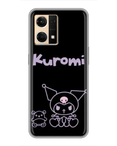Чехол для OPPO Reno7 4G с картинкой «Kuromi — черный минимализм»