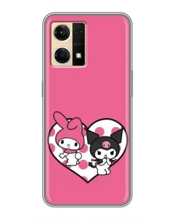 Чехол для OPPO Reno7 4G с картинкой «Kuromi и My Melody»