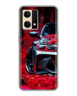 Чохол для OPPO Reno7 4G з картинкою «Спортивна BMW та квіти» Чохол для OPPO Reno7 4G з картинкою «Спортивна BMW та квіти»