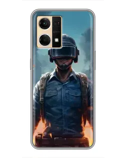 Чехол для OPPO Reno7 4G с картинкой «PUBG — реалистичный герой»