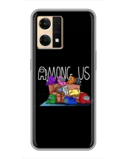 Чехол для OPPO Reno7 4G с картинкой «Логотип Among Us»