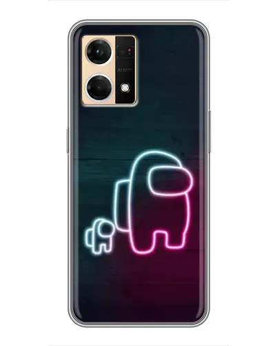 Чехол для OPPO Reno7 4G с картинкой «Among Us неон-арт» Чехол для OPPO Reno7 4G с картинкой «Among Us неон-арт»