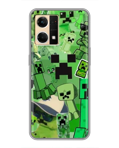 Чехол для OPPO Reno7 4G с картинкой «Криперы Minecraft»