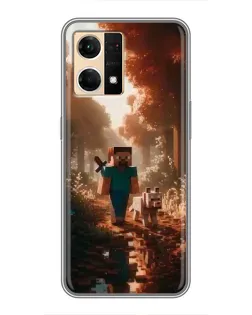 Чехол для OPPO Reno7 4G с картинкой «Стив в лесу»