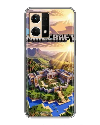 Чехол для OPPO Reno7 4G с картинкой «Minecraft панорама»