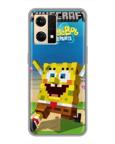 Чехол для OPPO Reno7 4G с картинкой «Губка Боб Minecraft» Чехол для OPPO Reno7 4G с картинкой «Губка Боб Minecraft»