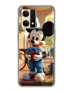 Чехол для OPPO Reno7 4G с картинкой «Микки садовод»