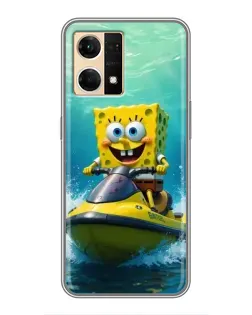 Чехол для OPPO Reno7 4G с картинкой «Спанч Боб на гидроцикле» Чехол для OPPO Reno7 4G с картинкой «Спанч Боб на гидроцикле»
