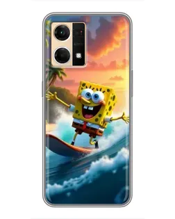Чехол для OPPO Reno7 4G с картинкой «Губка Боб серфингист» Чехол для OPPO Reno7 4G с картинкой «Губка Боб серфингист»