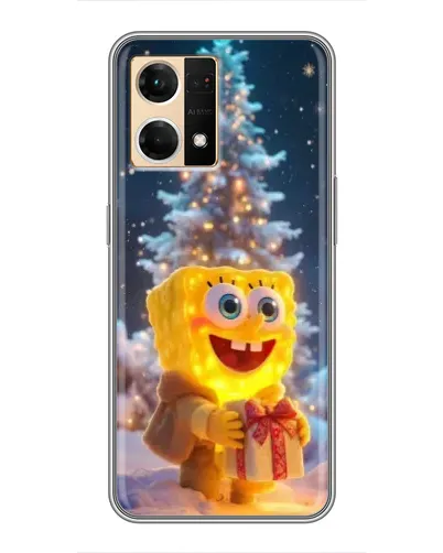 Чехол для OPPO Reno7 4G с картинкой «Рождественский Спанч Боб»