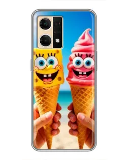 Чехол для OPPO Reno7 4G с картинкой «Спанч Боб мороженое» Чехол для OPPO Reno7 4G с картинкой «Спанч Боб мороженое»