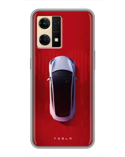 Чехол для OPPO Reno7 4G с картинкой «Tesla Top View» Чехол для OPPO Reno7 4G с картинкой «Tesla Top View»