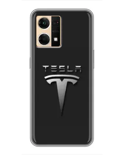 Чехол для OPPO Reno7 4G с картинкой «Стальной логотип Tesla»