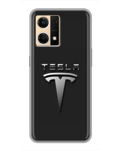 Чехол для OPPO Reno7 4G с картинкой «Стальной логотип Tesla» Чехол для OPPO Reno7 4G с картинкой «Стальной логотип Tesla»