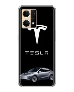 Чехол для OPPO Reno7 4G с картинкой «Tesla Model Y»