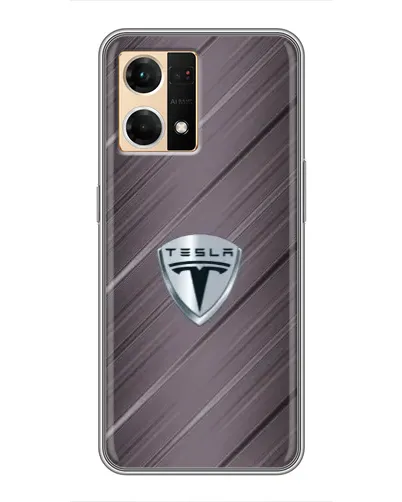 Чехол для OPPO Reno7 4G с картинкой «Металлическая текстура Tesla» Чехол для OPPO Reno7 4G с картинкой «Металлическая текстура Tesla»