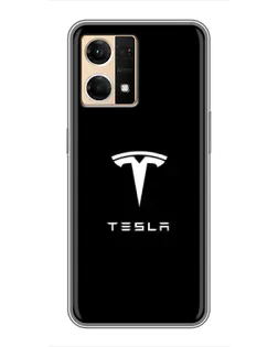 Чехол для OPPO Reno7 4G с картинкой «Tesla White Logo»