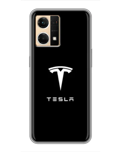 Чехол для OPPO Reno7 4G с картинкой «Tesla White Logo» Чехол для OPPO Reno7 4G с картинкой «Tesla White Logo»