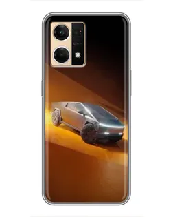 Чехол для OPPO Reno7 4G с картинкой «Cybertruck в пустыне»