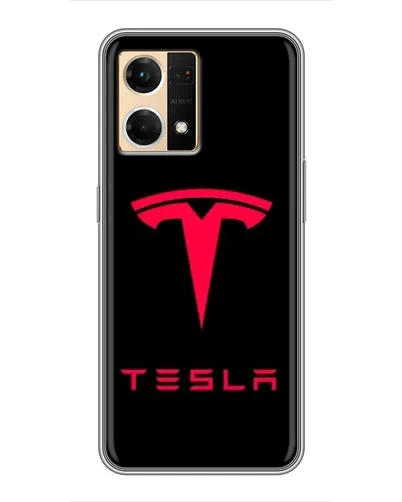 Чехол для OPPO Reno7 4G с картинкой «Tesla Red Logo» Чехол для OPPO Reno7 4G с картинкой «Tesla Red Logo»